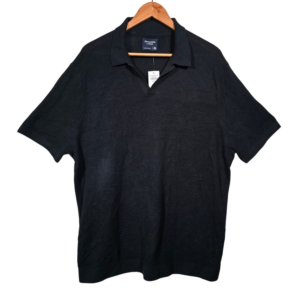 Abercrombie & Fitch Mens XXL Black‎ Featherweight Pima Cotton Polo Shirt - Picture 2 of 8